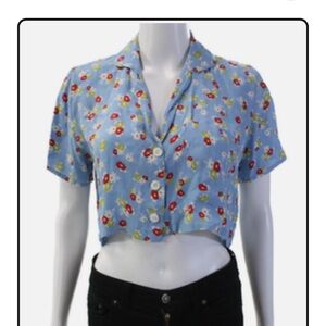 Faithfull the Brand Light Blue Floral Blouse